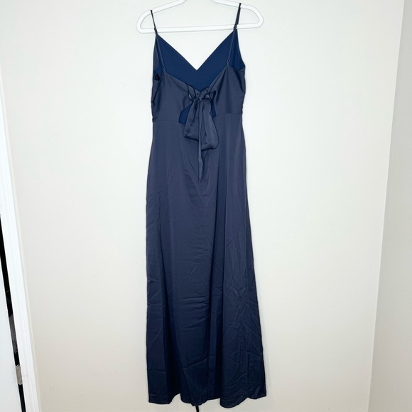NWT Aqua Bloomingdale's Navy Pleated Vneck Gown Size 12 - Picture 6 of 7